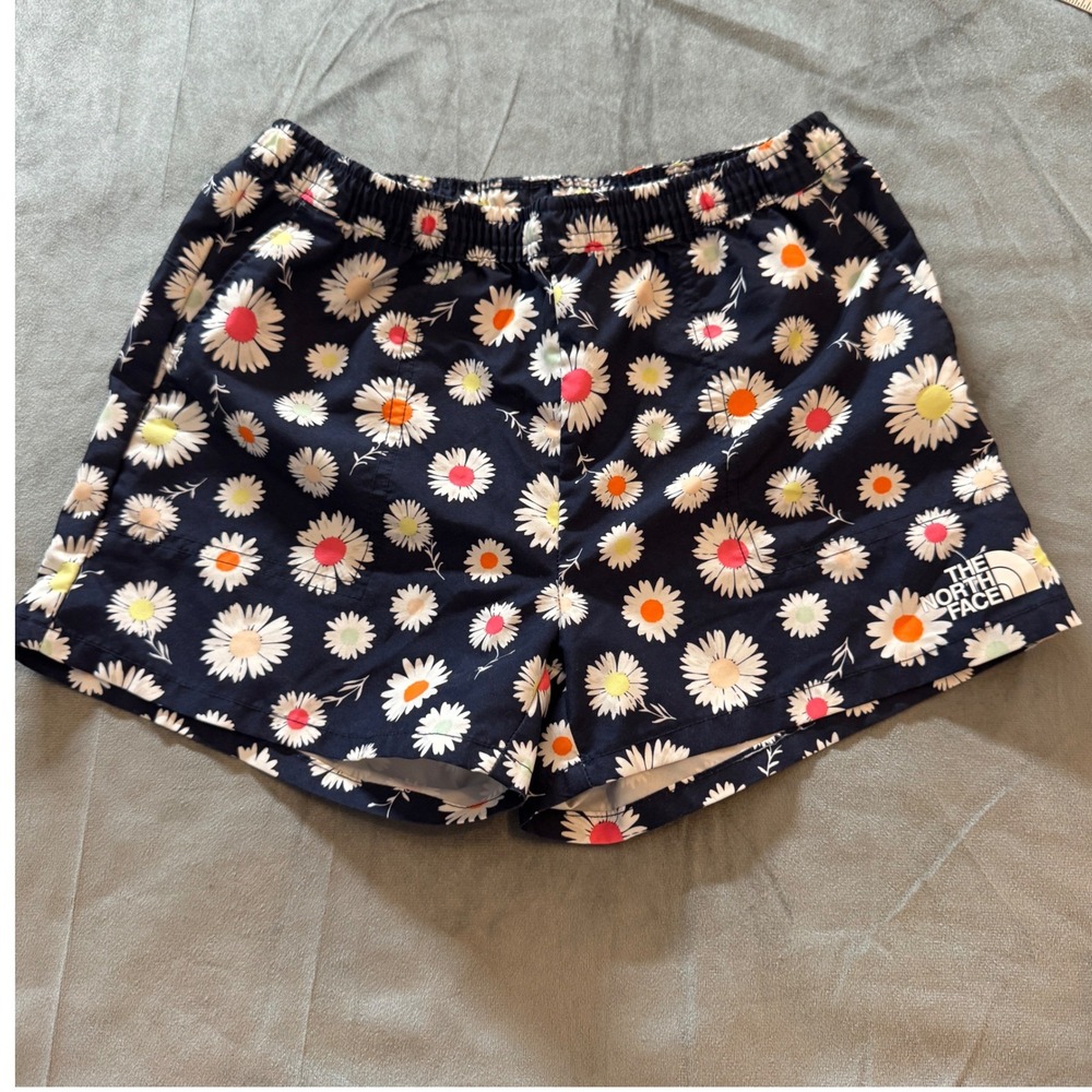The North Face Girls Shorts M 10/12 Navy Daisy Floral FlashDry Gorpcore